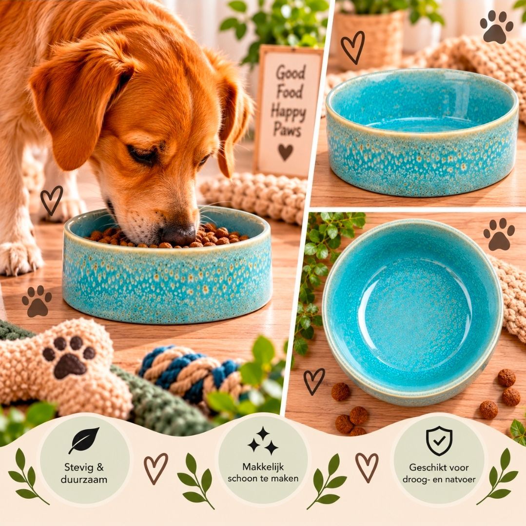 Trixie Voer/ Drinkbak Keramiek Blauw - 13 cm