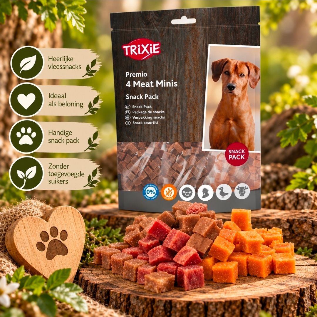 Vlees Minis Kip / Eend / Rund / Lam, Trixie Premio - 4 x 100 gram