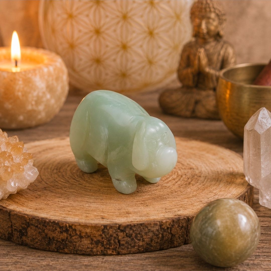 Cheerful Little Pig Green Jade - 4 cm