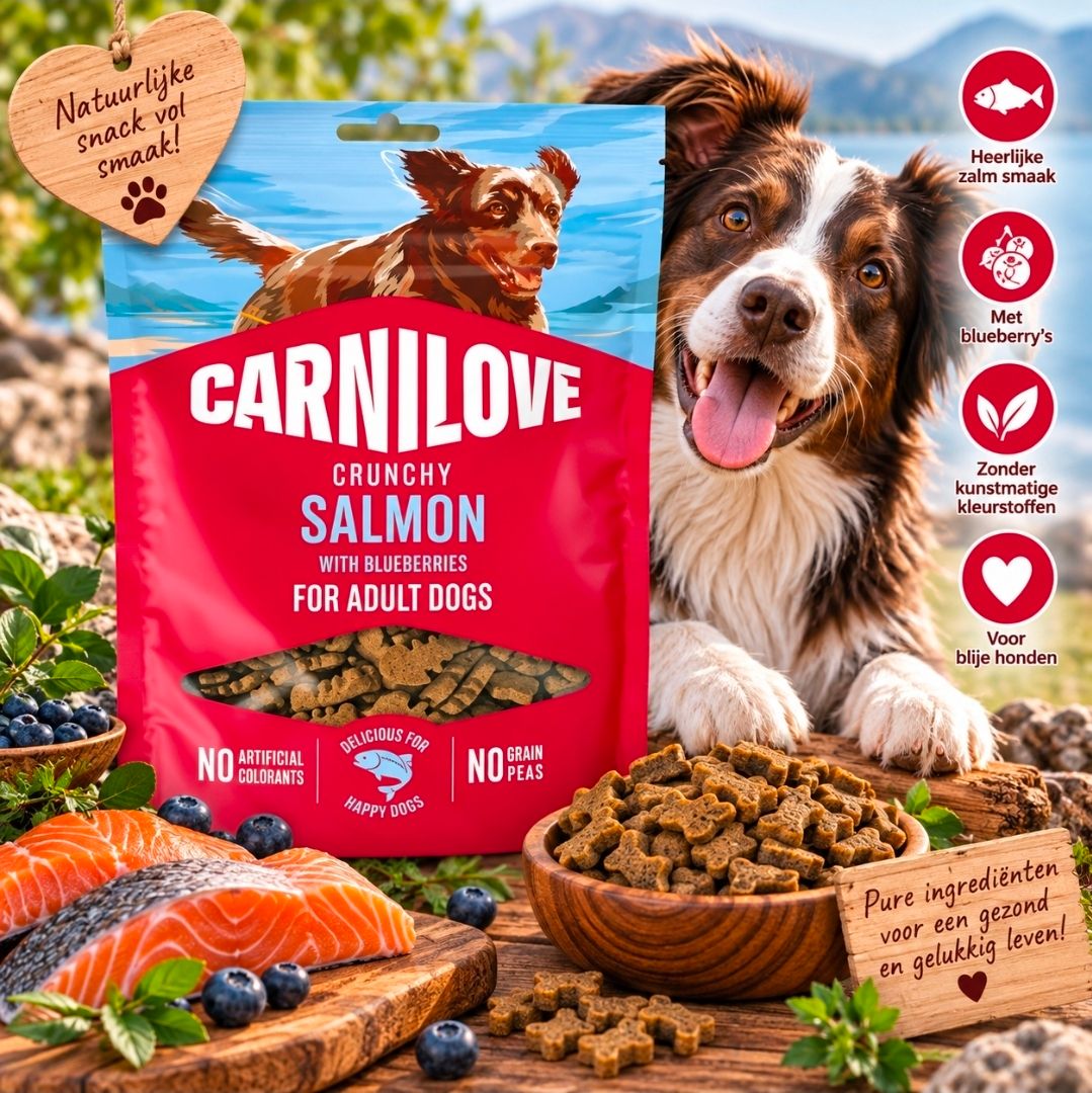 Zalm/ Blauwe Bes Carnilove Crunchy Snack - 200 gr
