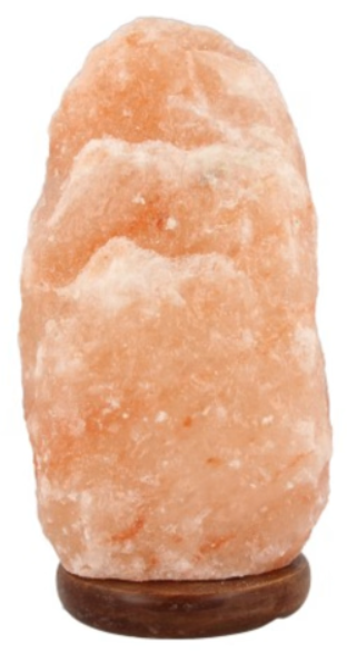 Oranje Himalaya zoutlamp op een houten voet