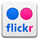 Un logo flickr con cerchi blu e rosa su sfondo bianco.