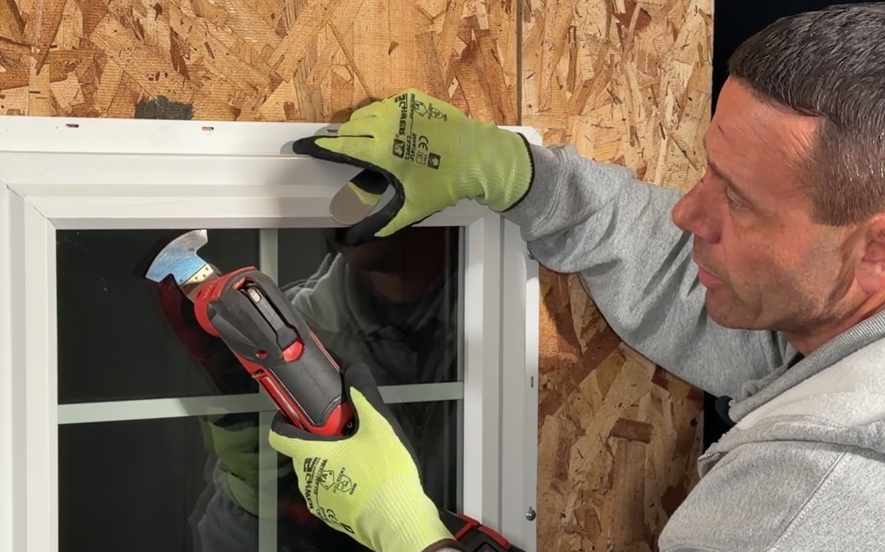 Window and door technician performing hands-on service work