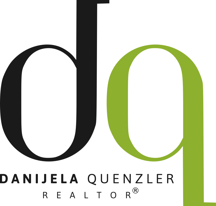 The logo for daniela quenzler realtor is black and green