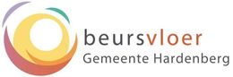 Logo for Beursvloer Gemeente Hardenberg, with a colorful swirl design and text.
