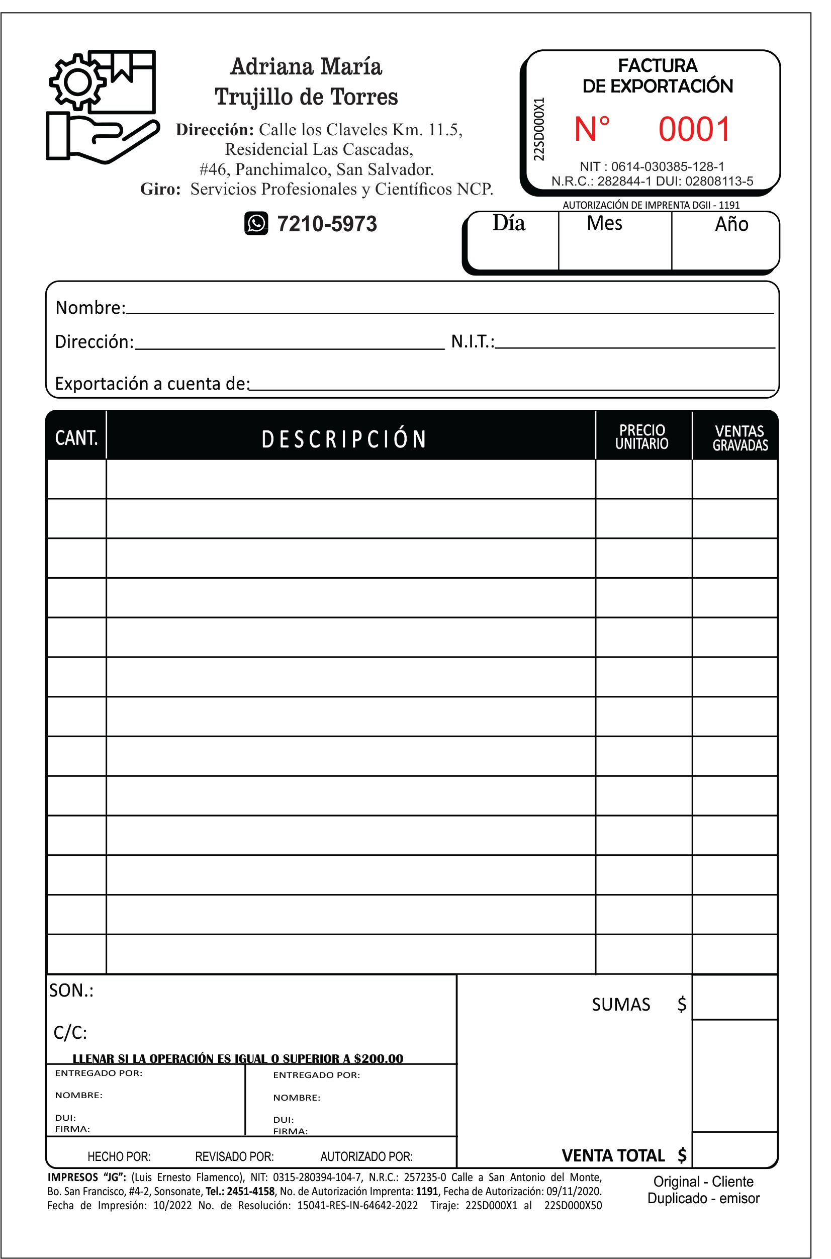 factura de exportación