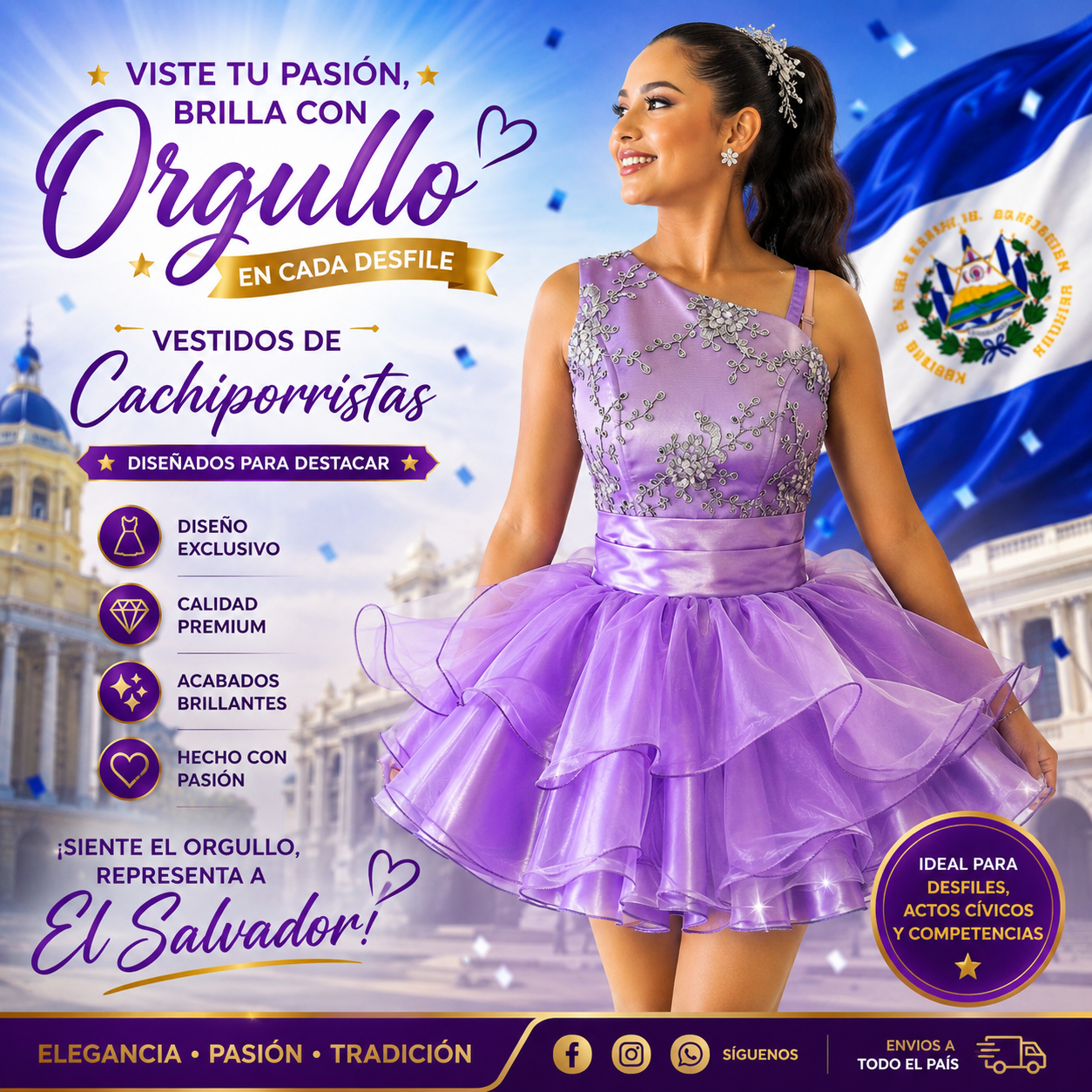 vestidos de cachiporristas morado lila