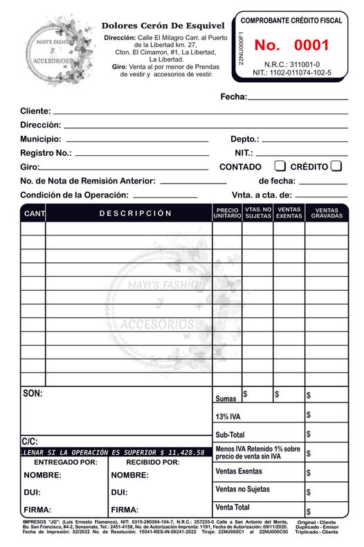 comprobante de credito fiscal