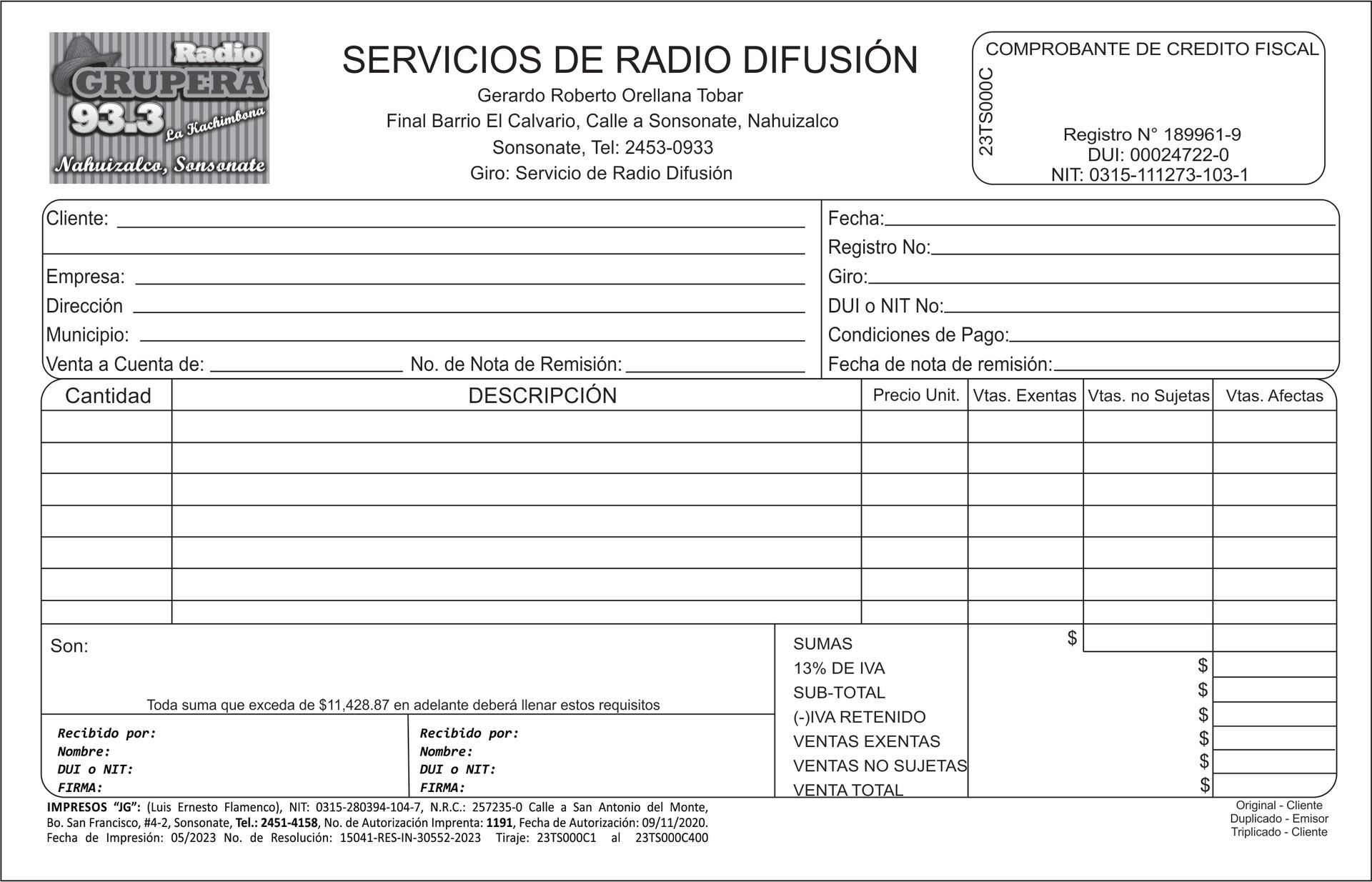 comprobante de crédito fiscal 