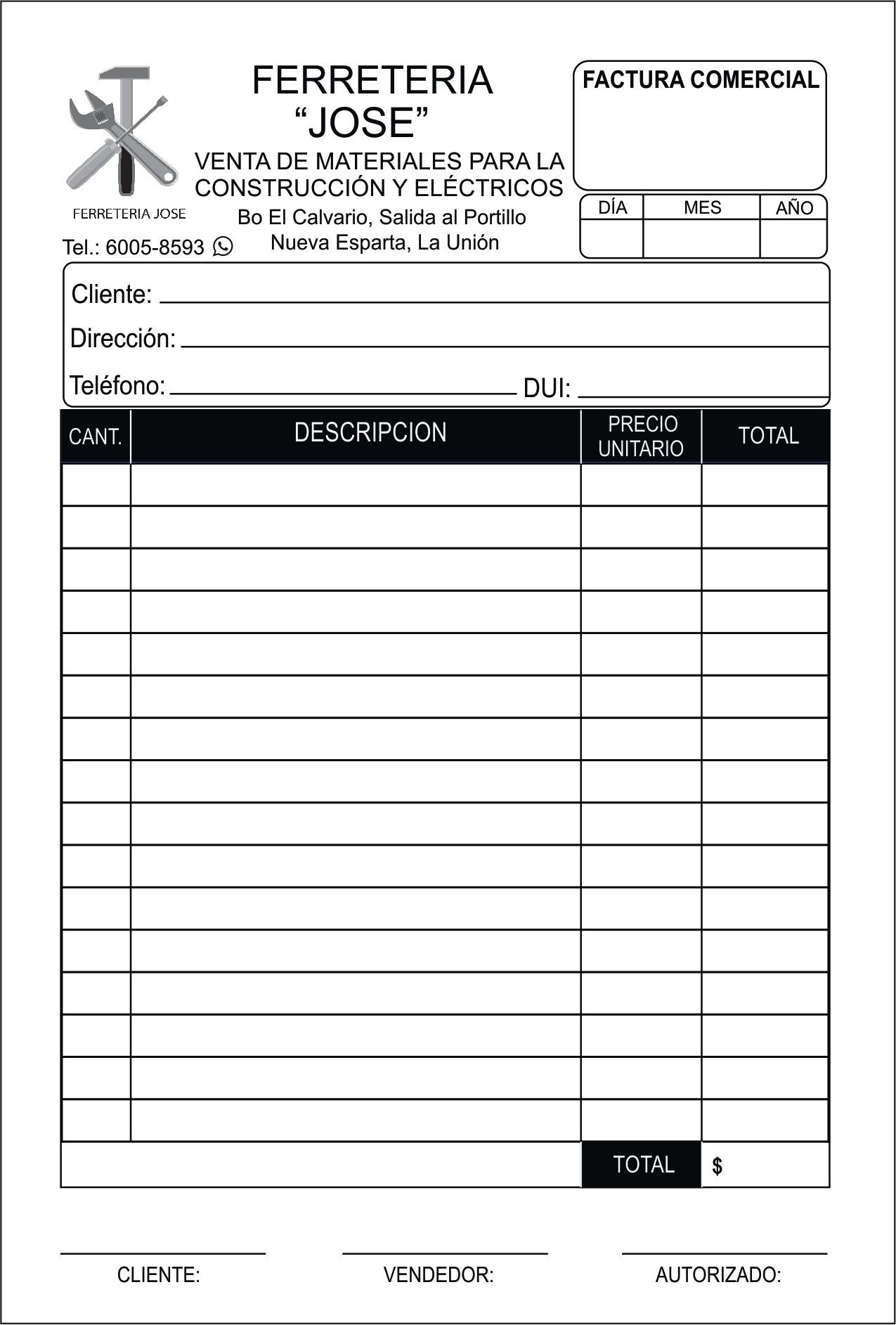 factura comercial personalizada