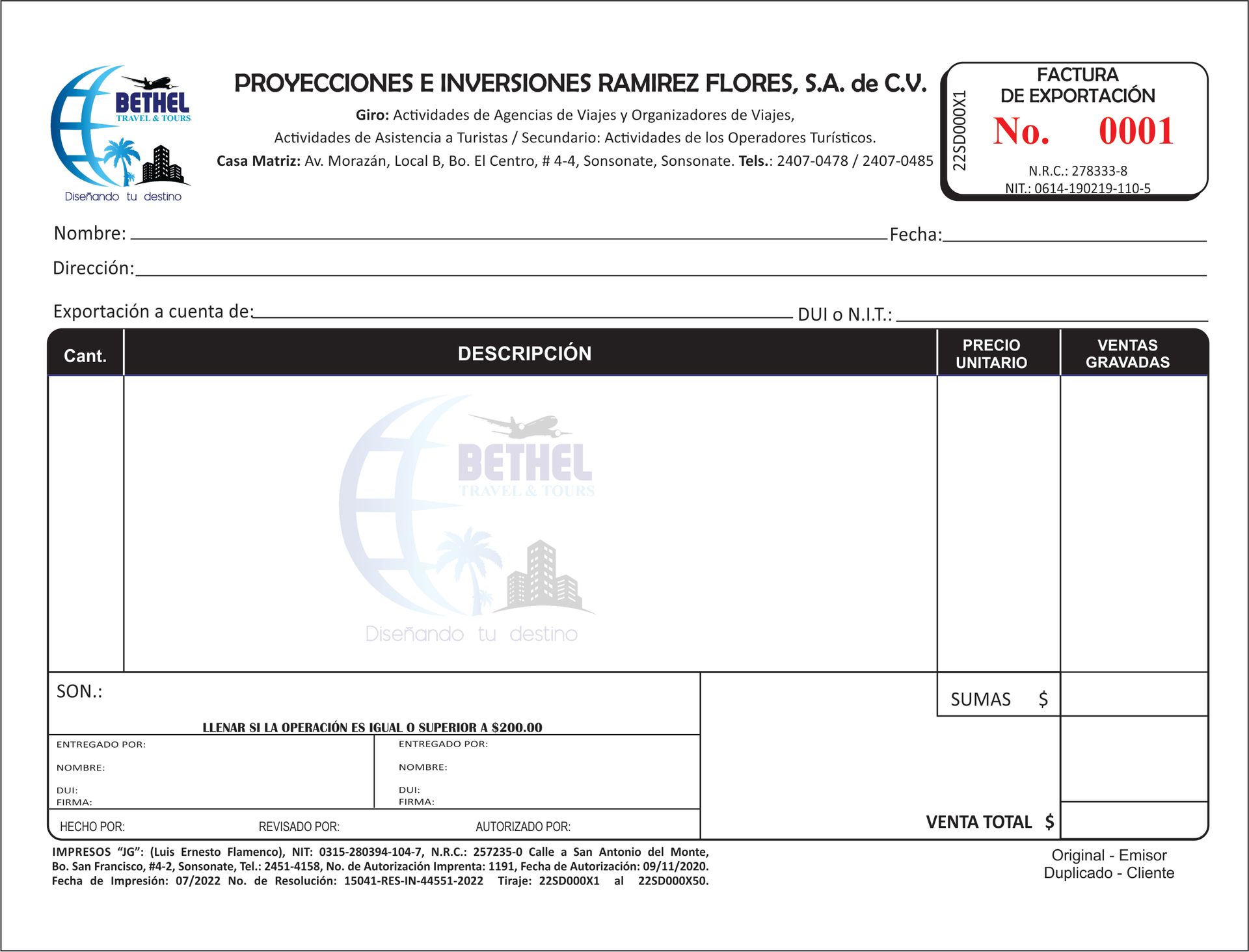 factura de exportación