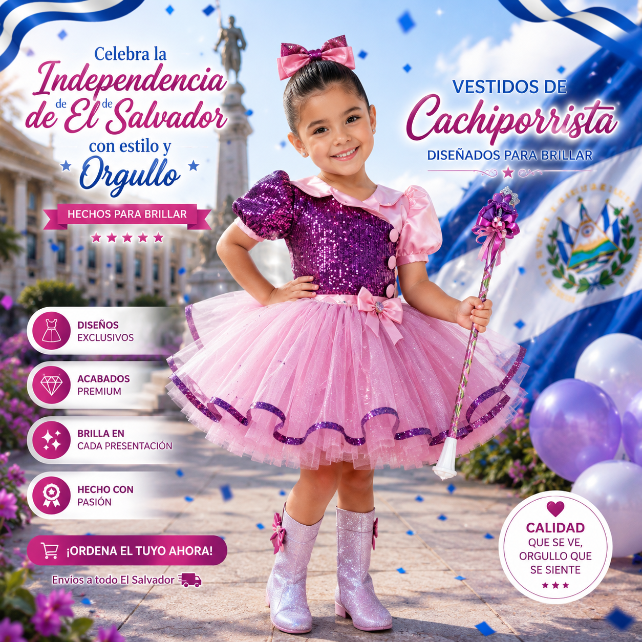 vestido de cachiporrista para niña color morado con lentejuelas