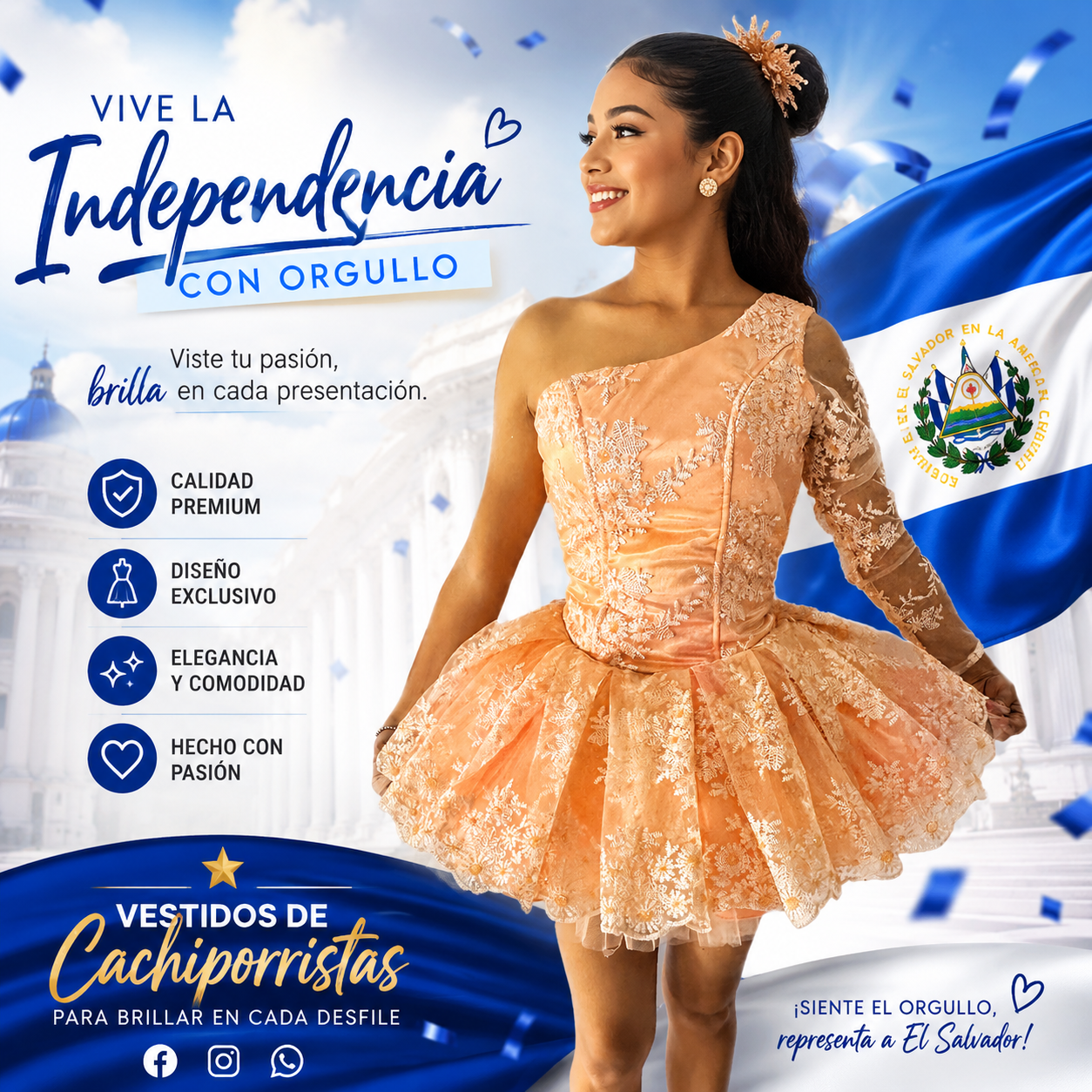 vestido de cachiporrista color salmón