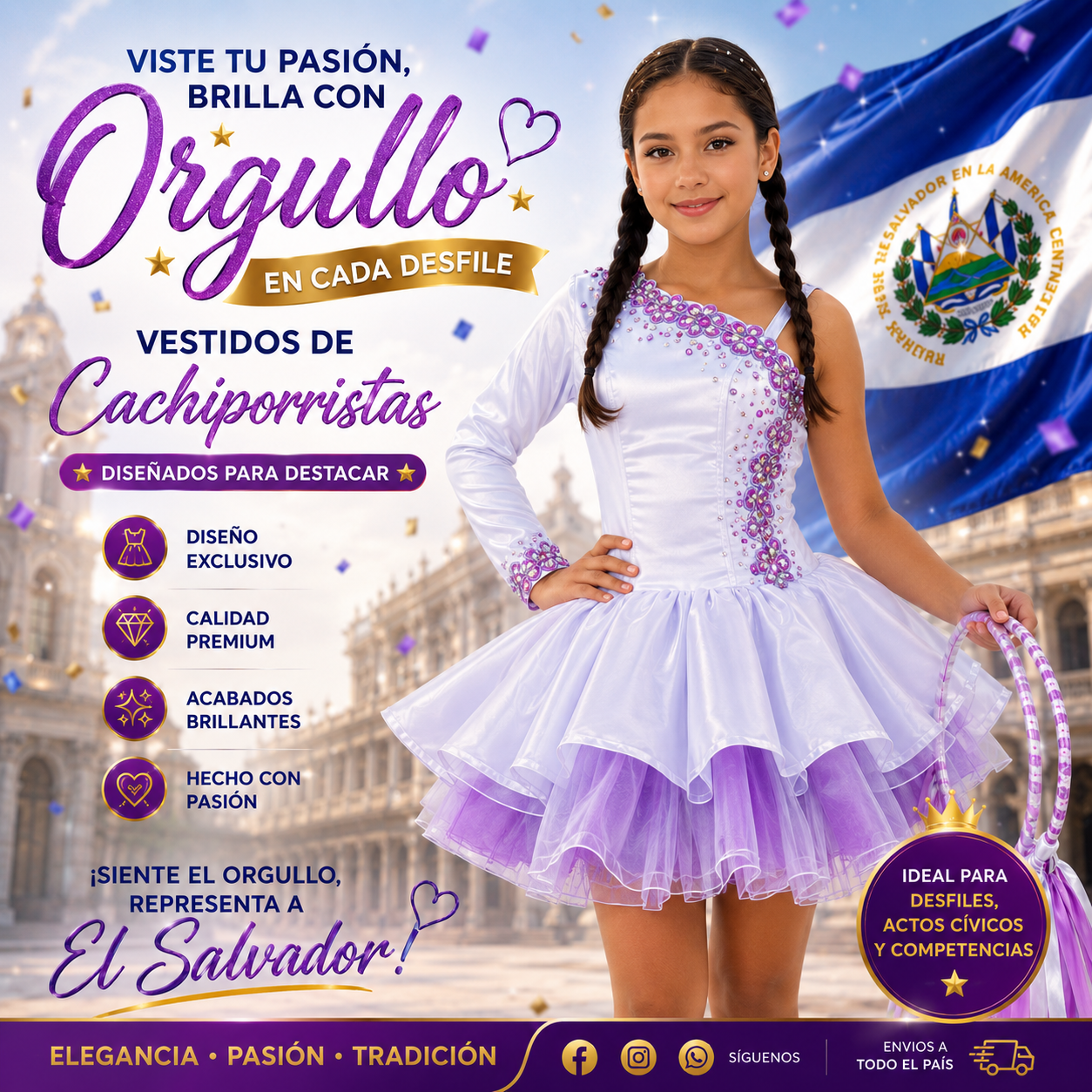 vestido de cachiporrista con falda de dos tiempos