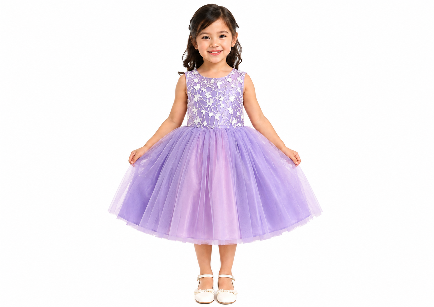 Vestido de graduación de niña color morado lila