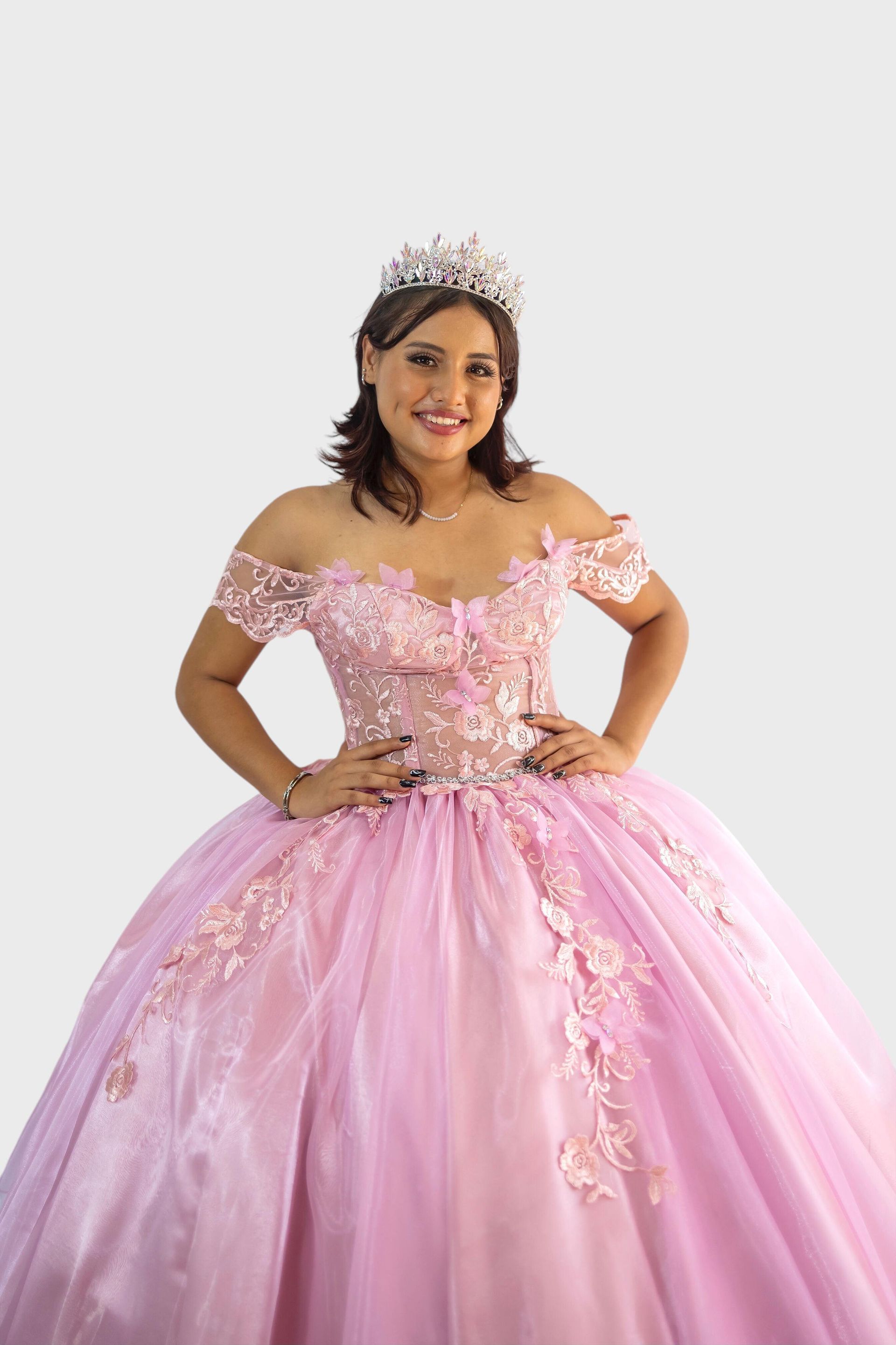 vestido de quinceañera color rosado pastel