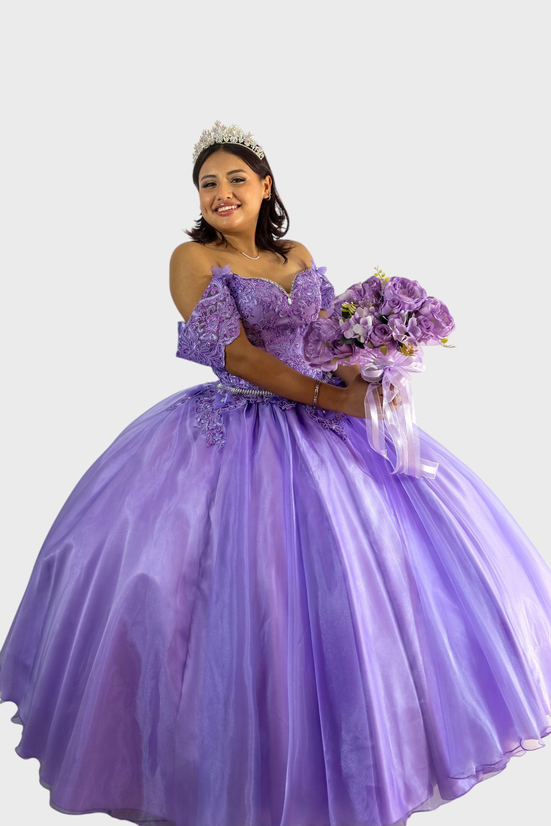 Vestido de quinceañera color morado