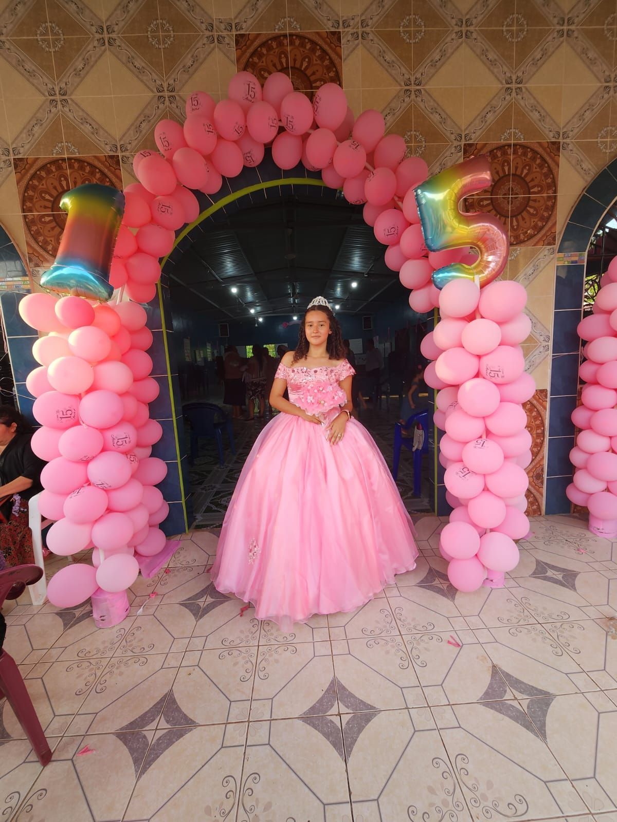 vestido de quinceñera color rosado 