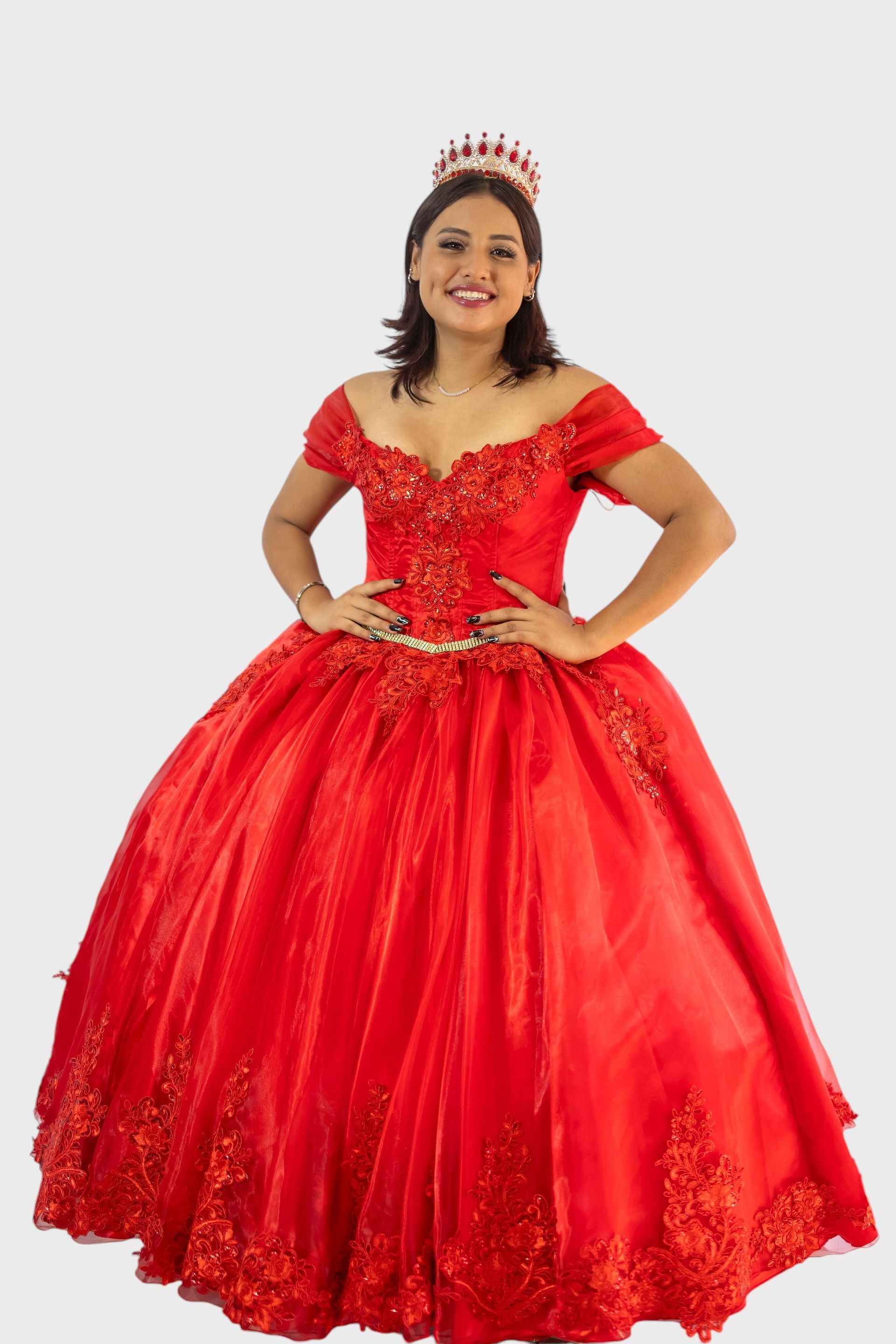 vestido de quinceañera color rojo
