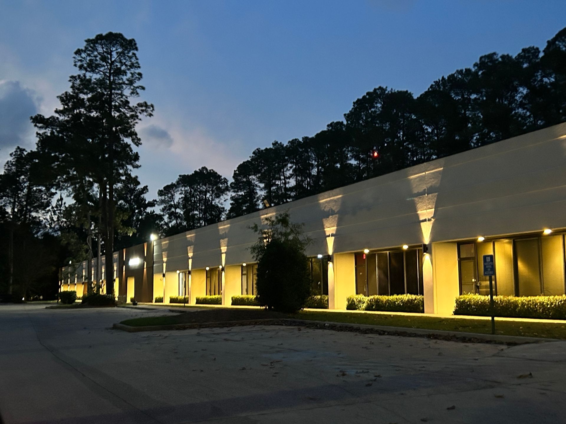 lights turned on outside building property