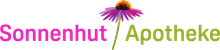 Ein Logo für die Sonnenhut Apotheke mit einer Blume in der Mitte