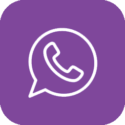 WhatsApp logo: white phone in a speech bubble on a purple square background
