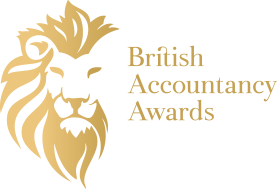 Gold lion head logo with “British Accountancy Awards” text on a white background