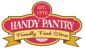 A logo for handy pantry friendly food stores