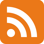 Orange square with white RSS feed symbol.