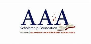 AAA Scholarship Foundation logo with navy text and red tagline on a white background