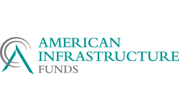 American Infrastructure Funds logo with teal text and gray abstract arc icon