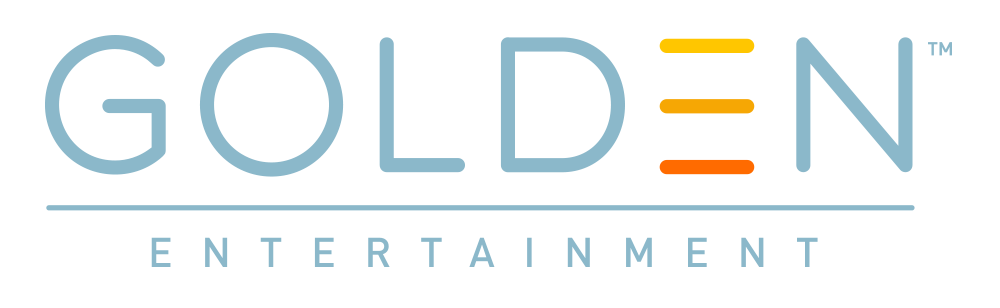 Golden Entertainment logo in light blue, yellow, and gray text on a white background