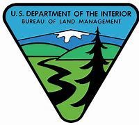 U.S. Department of the Interior Bureau of Land Management logo with mountains, river, and tree in a triangle