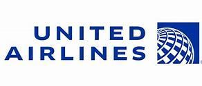 United Airlines logo with blue text and globe emblem