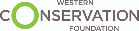 Western Conservation Foundation logo with green and gray text and a green leaf forming the “O”
