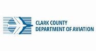 Clark County Department of Aviation logo in blue and teal text with stylized wing icon