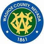 Washoe County, Nevada seal with blue, green, and gold circular emblem, “1861” at bottom
