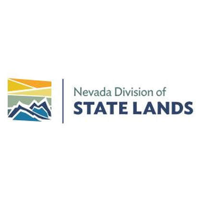Nevada Division of State Lands logo with mountain and sunrise icon in blue, green, and gold