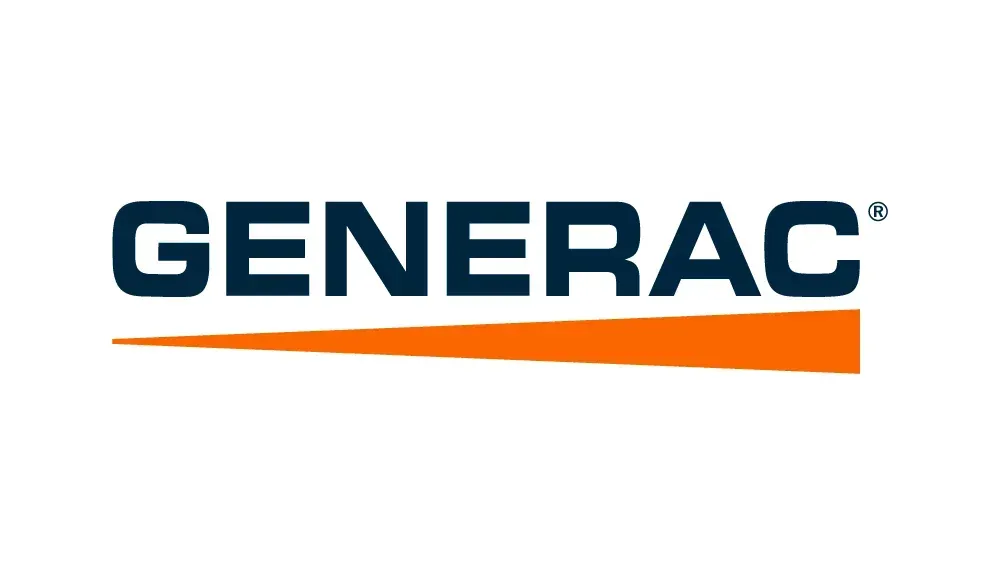 Generac logo in dark blue with orange underline on a white background
