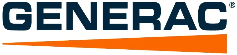 Generac logo in dark blue with an orange underline