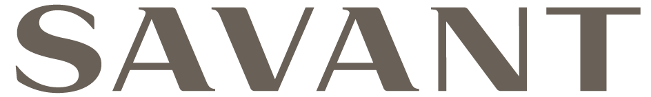 SAVANT wordmark in gray serif letters on a white background