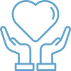 a line drawing of two hands holding a heart .