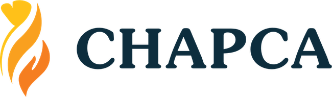 a logo for chapca with a flame in the middle