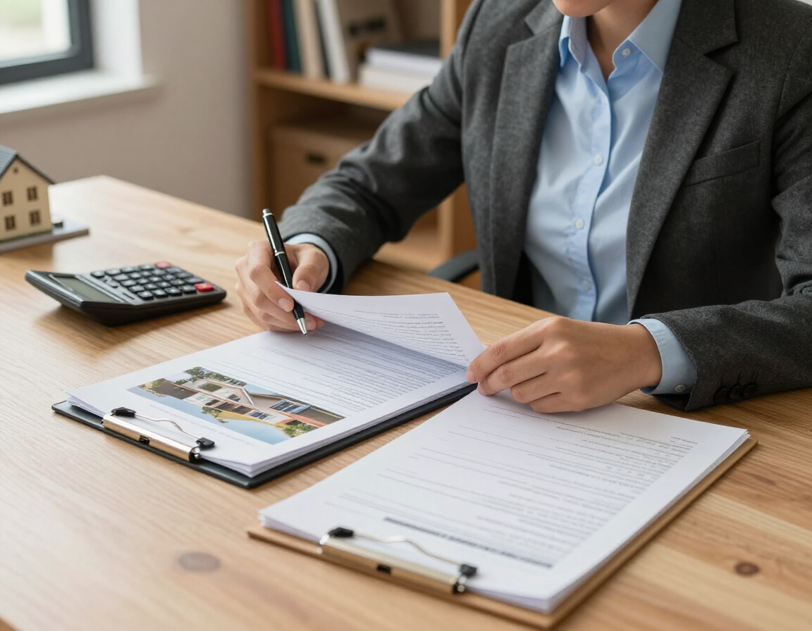 Real estate professional reviewing a property valuation report