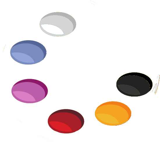 A bunch of different colored circles on a white background