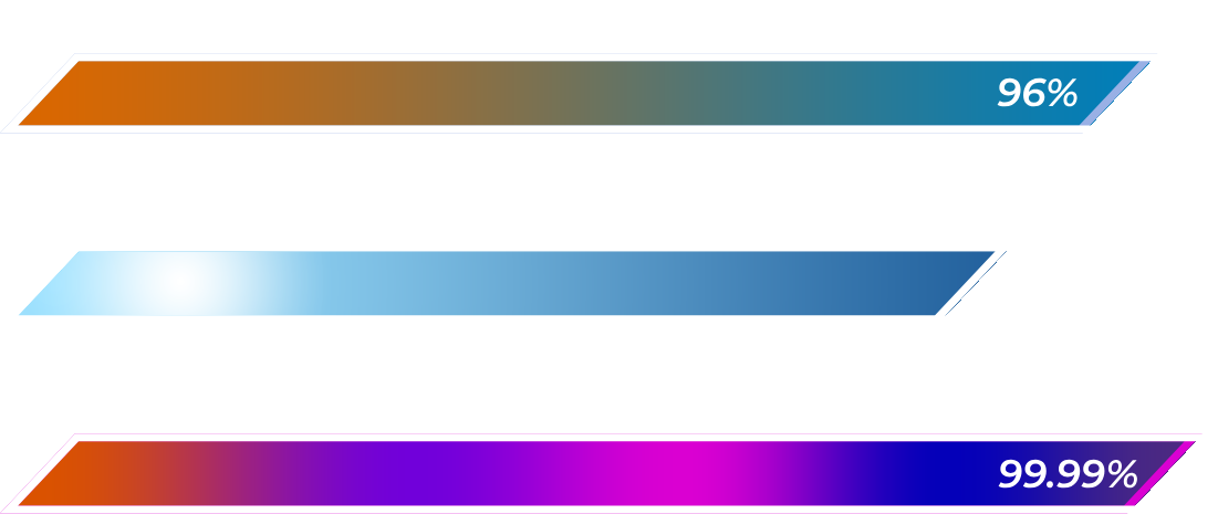 A blue and purple bar that says 96 % on it