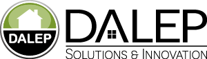 Logo avec le mot « DALEP » et une icône de maison, avec le texte « Solutions et Innovation » en dessous.