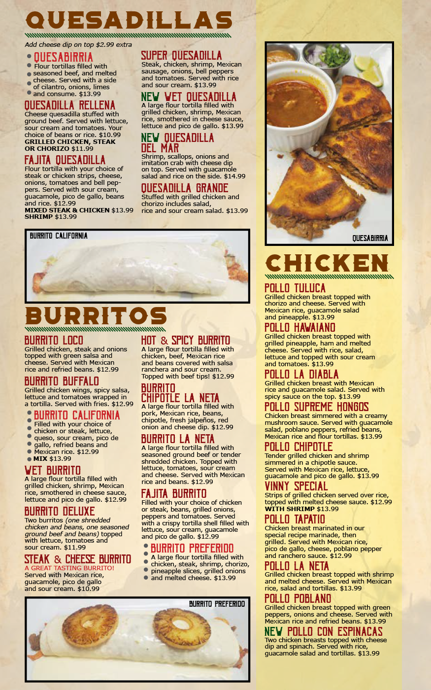 La Neta Menu
