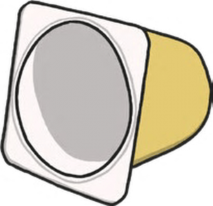 A cartoon drawing of an empty yogurt cup on a white background.
