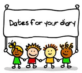 A group of stick figures holding hands and a sign that says dates for your diary